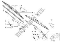 Single components for wiper arm for BMW 740i 1994