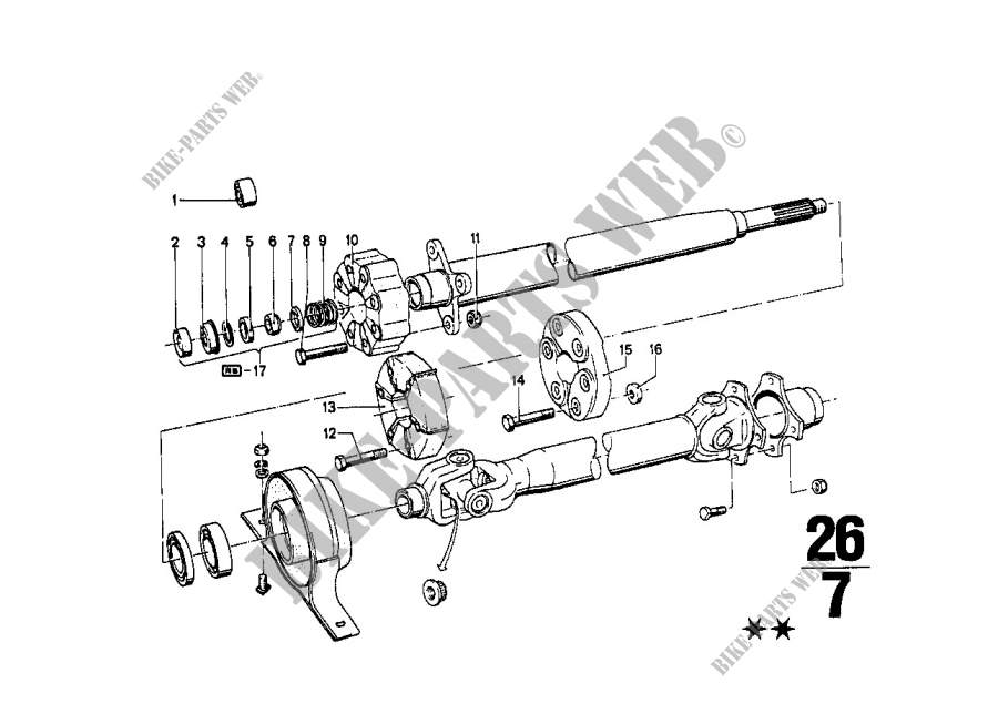 Drive shaft,univ.joint/centre mounting for BMW 1600ti 1967