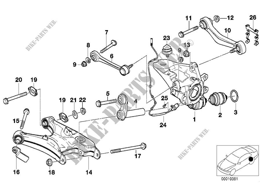 Rear axle support/wheel suspension for BMW 520i 1996