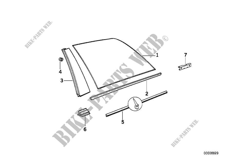 Side window, fixed for BMW 530i 1992