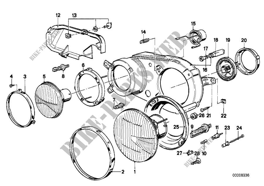 Single components for headlight for BMW 728i 1982