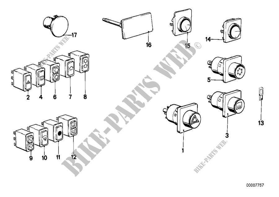 Various switches for BMW 735i 1982