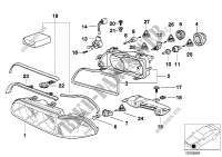 Single components for headlight for BMW 540i 1995