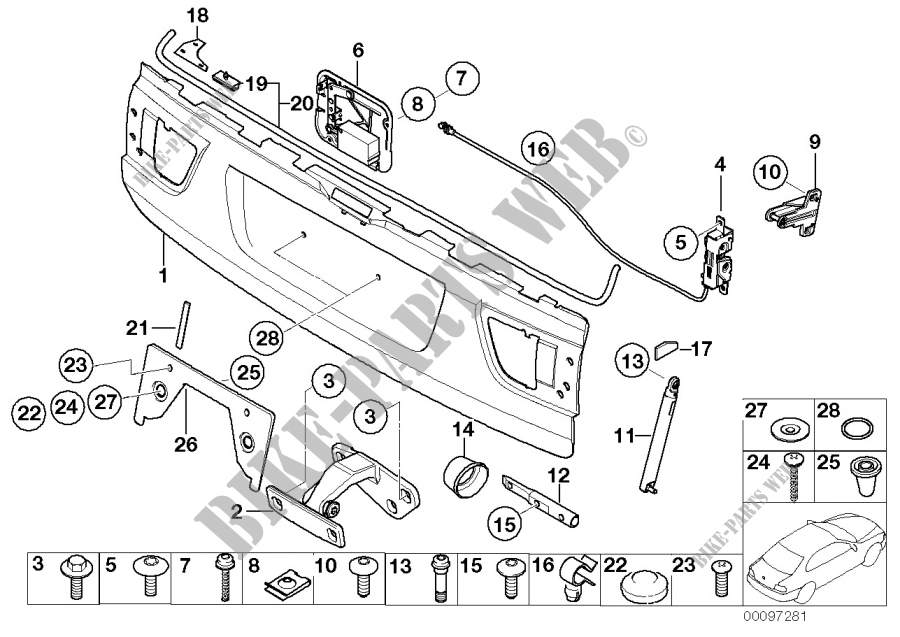 Single components for trunk lid for BMW X5 3.0i 2000