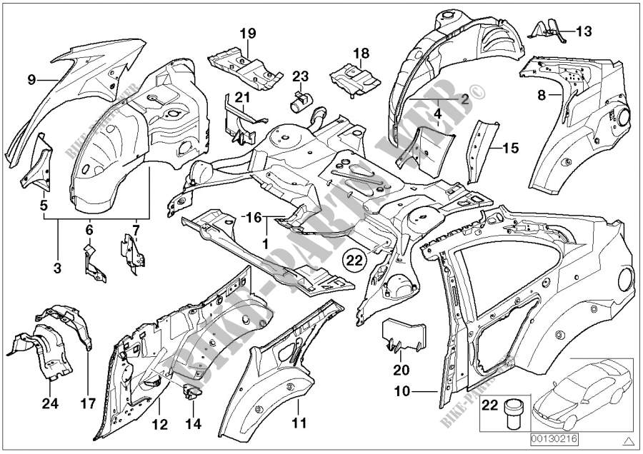 Rear wheelhouse/floor parts for BMW 325Ci 2000
