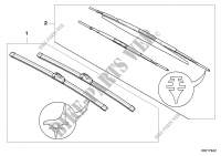 Set, wiper blades, flat / artic. blade for BMW 325i 2000