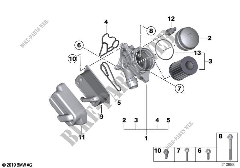 Lubricat.syst. oil filter,heat exchanger for BMW X6 35iX 2014