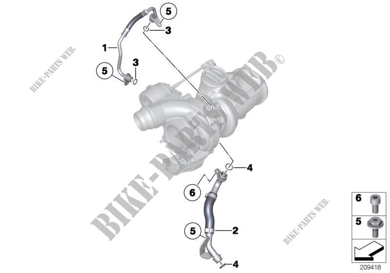 Oil supply, turbocharger for BMW 335xi 2009