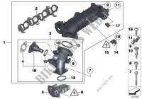 Intake manifold AGR without flap control for BMW X1 18dX 2011