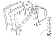 Trims and seals, door, rear for BMW 530i 2004