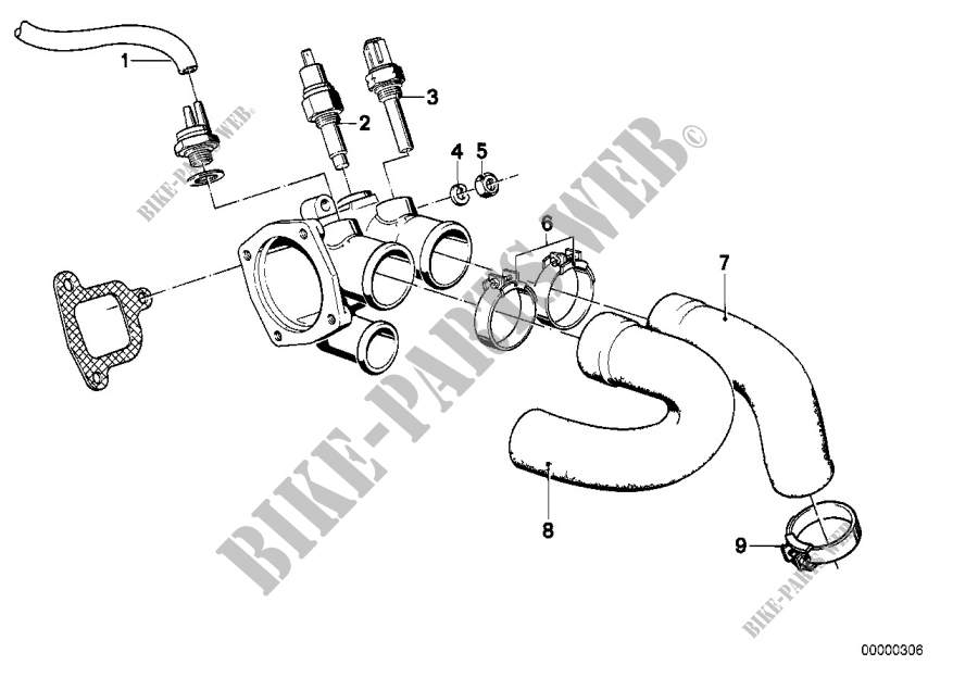Cooling system thermostat/water hoses for BMW 528i 1977