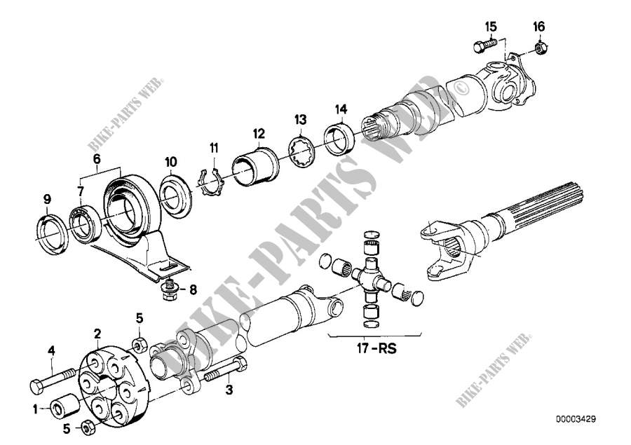Drive shaft,univ.joint/centre mounting for BMW 320i 1988