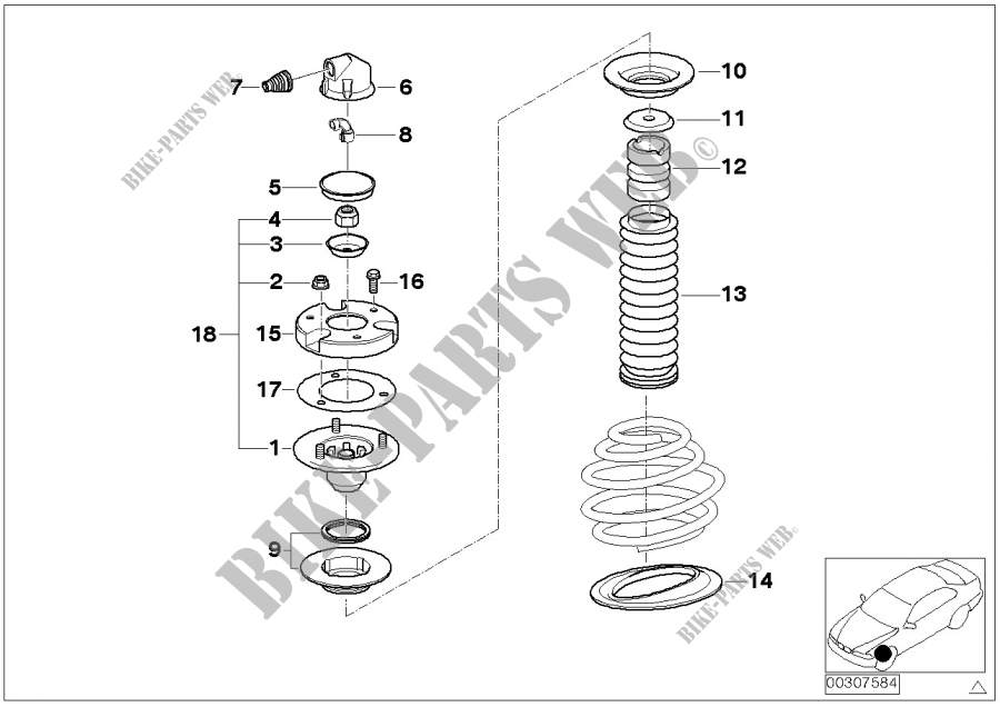 Guide support/spring pad/attaching parts for BMW 740i 1994