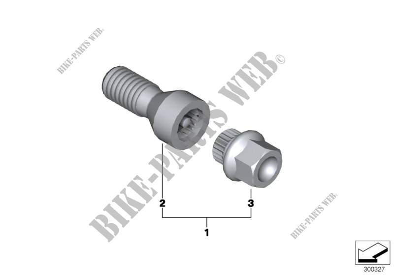 Wheel bolt lock with adaptor for BMW X6 35iX 2014