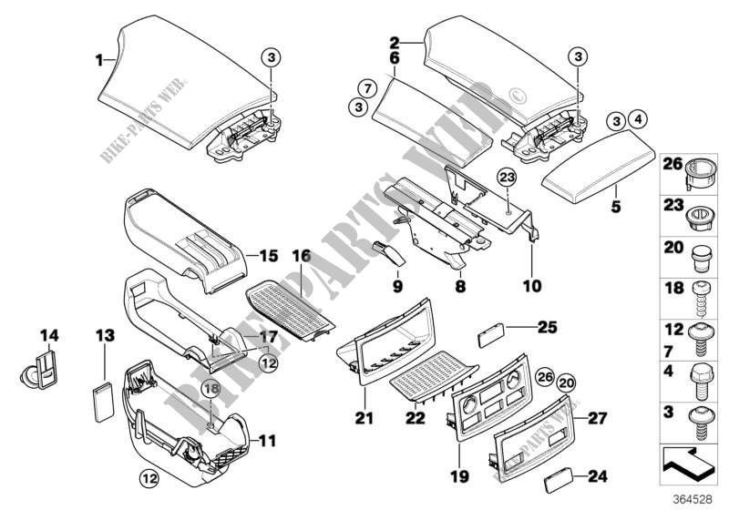 Centre arm rest, oddments trays for BMW 545i 2002