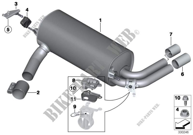 Exhaust system, rear for BMW 125i 2011