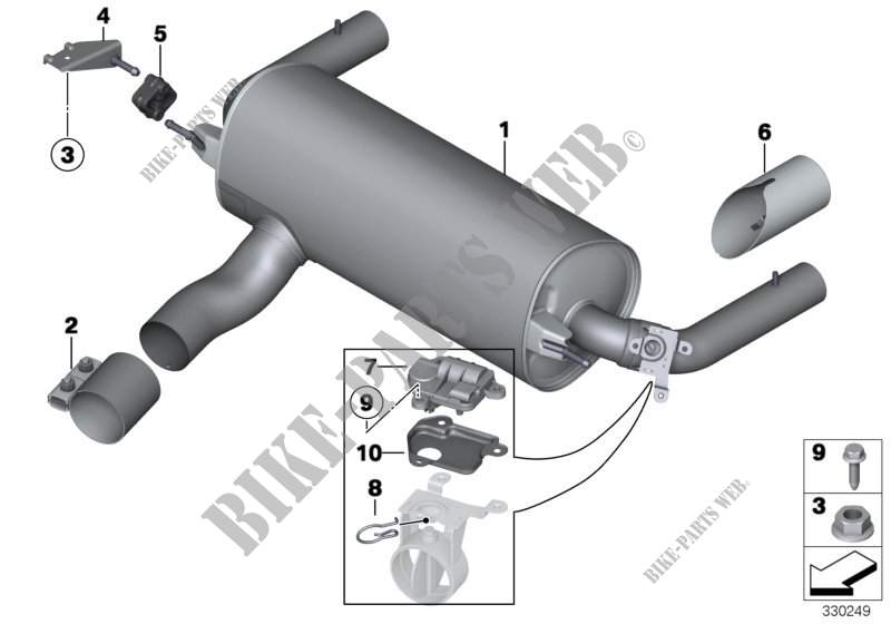 Exhaust system, rear for BMW 335i 2012