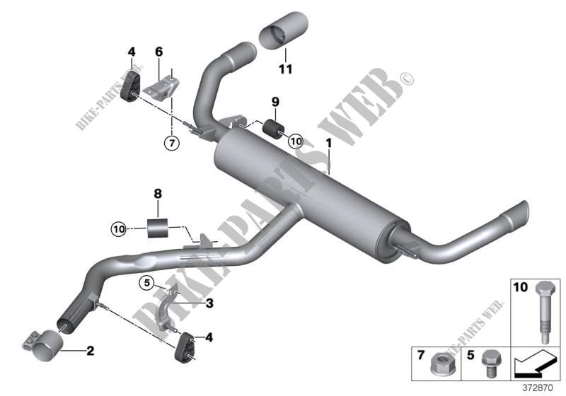 Exhaust system, rear for BMW X5 25d 2012