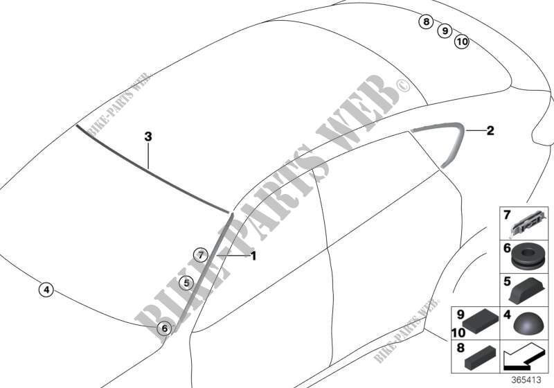 Glazing, mounting parts for BMW X6 35iX 2014