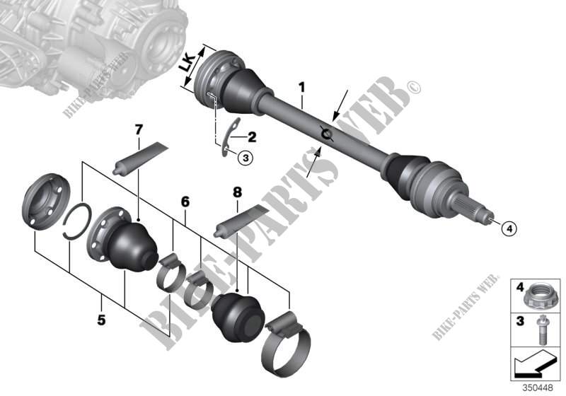 Rear axle differential QMV output shaft for BMW X6 35iX 2014