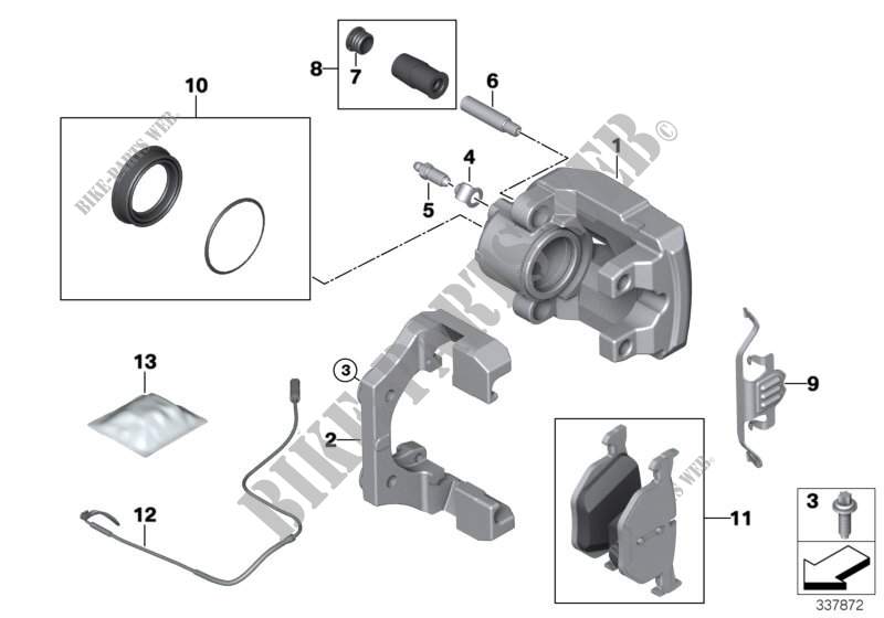 Rear wheel brake, brake pad sensor for BMW X6 35iX 2014