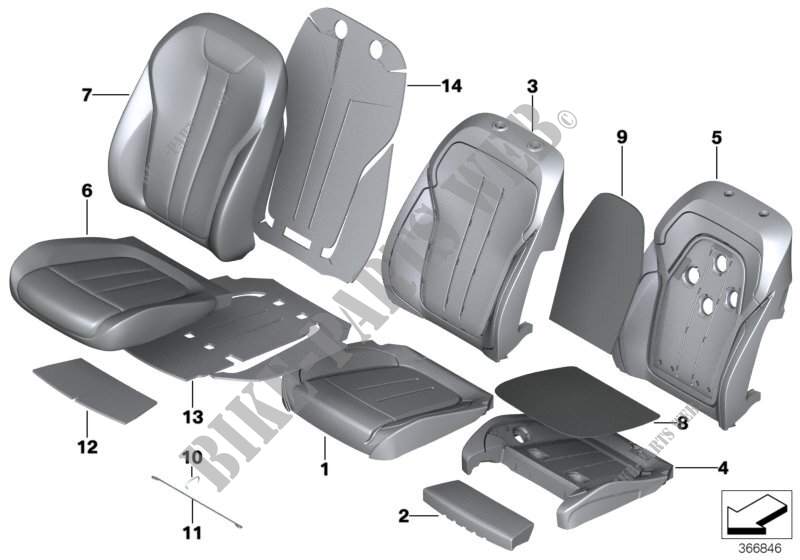 Seat, front, cushion and cover for BMW X6 35iX 2014