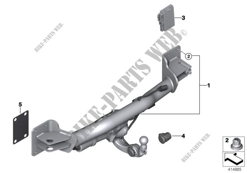 Trailer tow hitch, electrically pivoted for BMW X6 35iX 2014