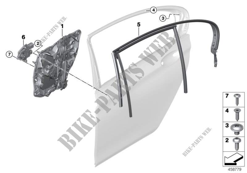 Door window lifting mechanism rear for BMW 740LdX 2014