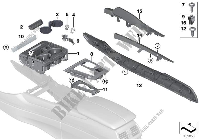 Mounted parts for centre console for BMW X6 35iX 2014