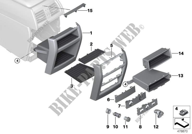 Mounting parts, centre console, rear for BMW X6 50iX 4.0 2013