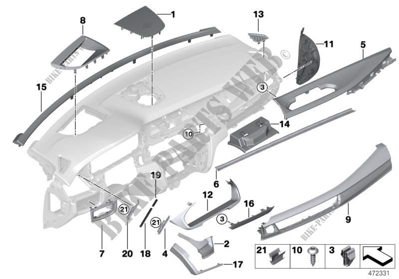 Mounting parts, instrument panel, top for BMW X6 35iX 2014