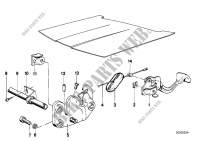 Engine hood mechanism for BMW 728iS 1982