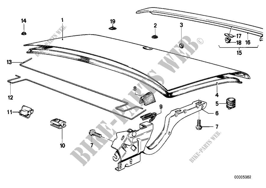 Single components for trunk lid for BMW 745i 1985