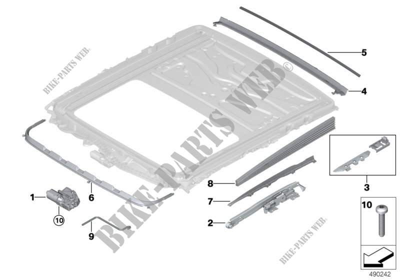 Slide/tilt sunroof mounted parts for BMW X6 35iX 2014