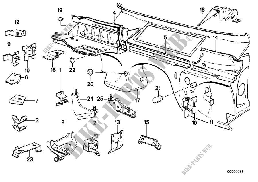Splash wall parts for BMW 318is 1989