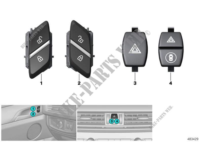 Switch, hazard warning / central locking for BMW X6 35iX 2014